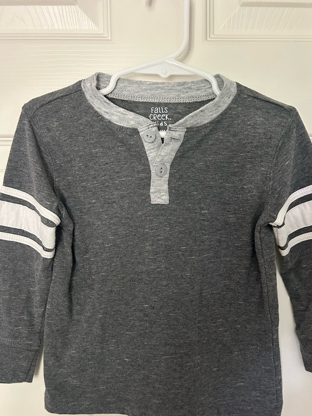 Toddler Boys, Falls Creek, Charcoal Gray Long-Sleeve Henley w/Light Gray Trim